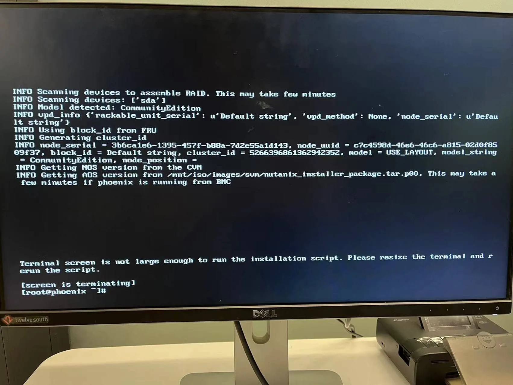 terminal screen